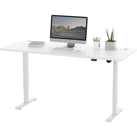 We'Re It Lift It Electric Sit Stand Desk, 46.25 H, 30 W X Laminate wood, metal, White VL12WH6030-459
